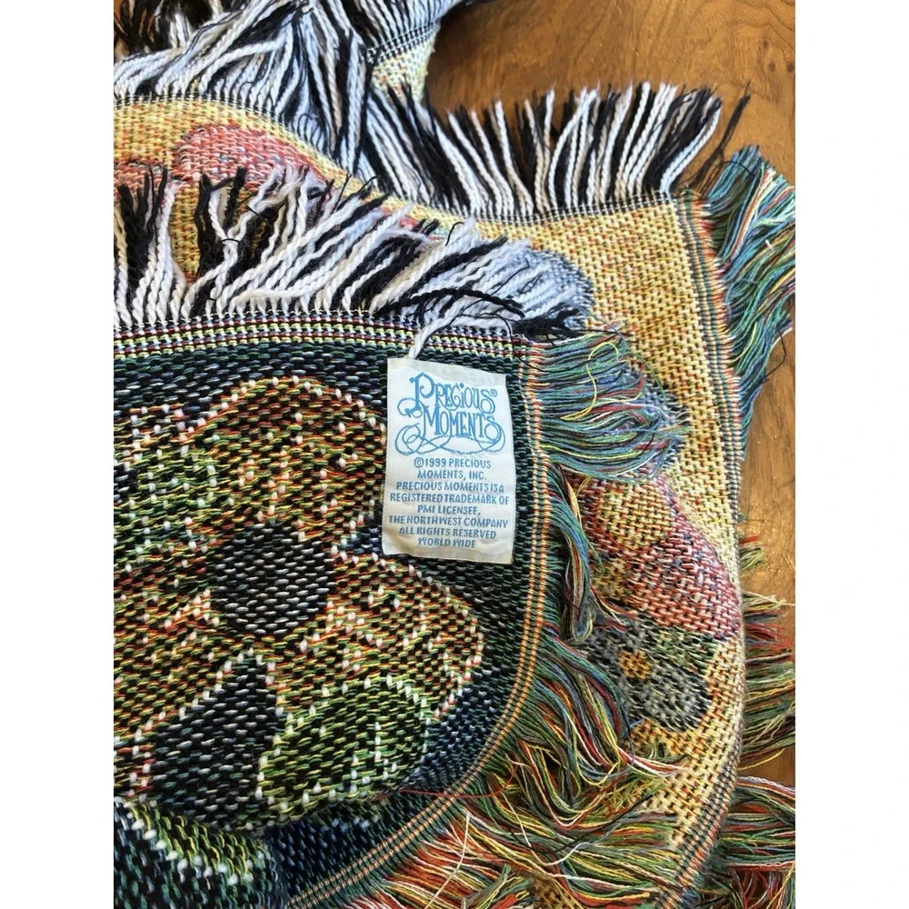 VINTAGE 1999 Precious Moments Tapestry Blanket 